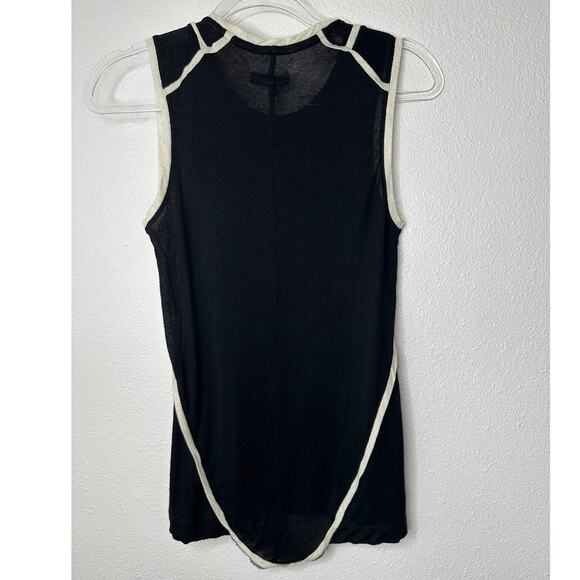 Rag & Bone Black & Cream Round Neck Sleeveless Sheer Tank Top S - Picture 7 of 13